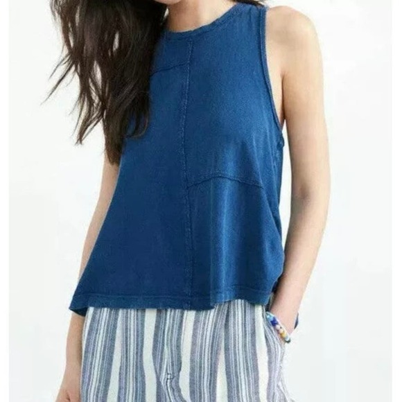 ANTHROPOLOGIE Pilcro‎ Twist-Back Tank in Blue Relaxed Fit Size small￼ - Picture 1 of 6